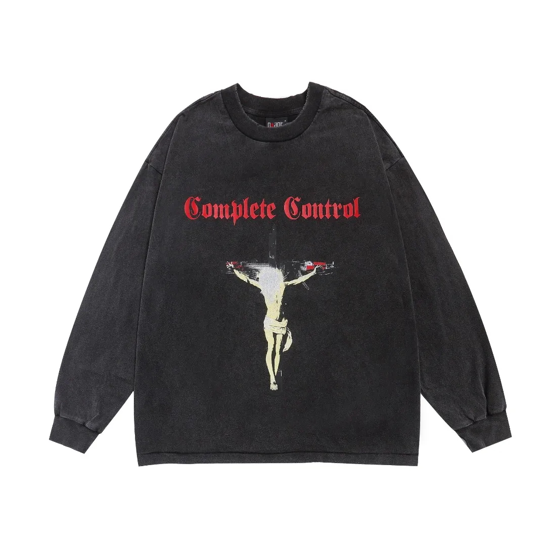Beautiful fashion SAINT MICHAEL Kosuke Kawamura retro destroyed washed distressed long-sleeved T-shirt Fabric: 260g Style number: SM13 Size: S-M-L-XL Color: Black Price: P156
